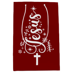 Sacola Para Presentes Média Jesus Cristão Natal Versículo da Bíblia Fé
