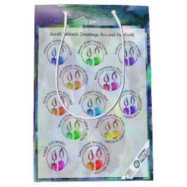 Sacola Para Presentes Média Jewish Sabbath Greetings Around the World Sticker