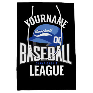 Sacola Para Presentes Média Jogador de Beisebol Personalizado NOME Equipe Camp