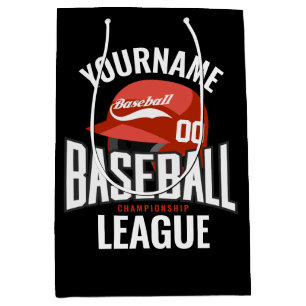 Sacola Para Presentes Média Jogador de Beisebol Personalizado NOME Equipe Cham