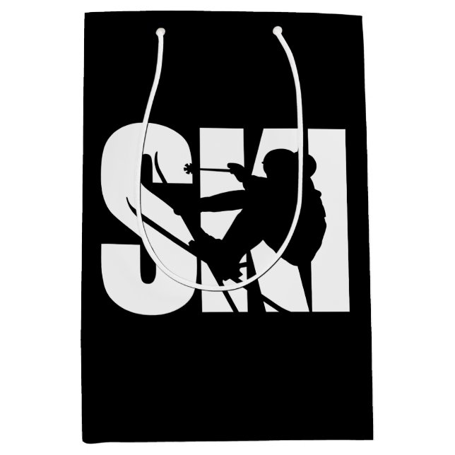 Sacola Para Presentes Média Jogador de esqui Snowboard Inverno Ventilador do E (Frente)