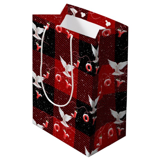 Sacola Para Presentes Média Joy e Dove na Xadrez (Verso inclinado)