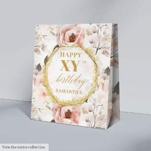 Sacola Para Presentes Média Joyful Blush Pink Boho Dourado 90 Birthday Gift Ba