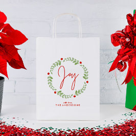 Sacola Para Presentes Média Joyful Wreath