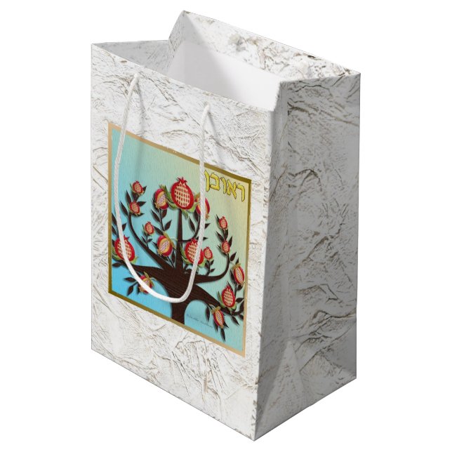 Sacola Para Presentes Média Judaica 12 Tribos De Israel Art Reuben Gift Bag (Frente inclinada)