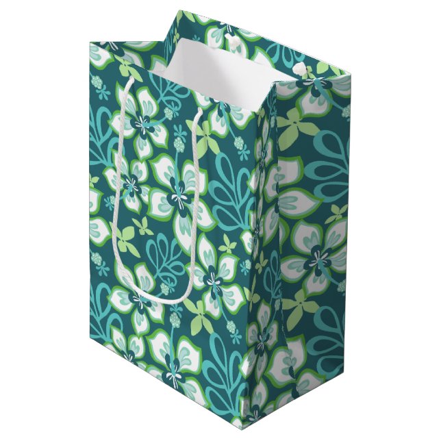 SACOLA PARA PRESENTES MÉDIA JUNGLE SURF (COMBINAÇÃO TEAL) (Frente inclinada)