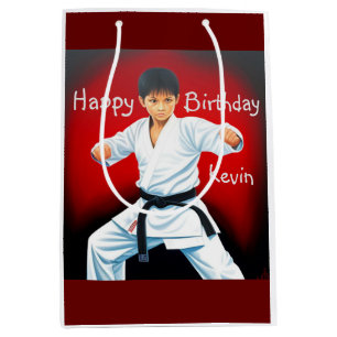 Sacola Para Presentes Média Karate Boy Birthday Gift Bag