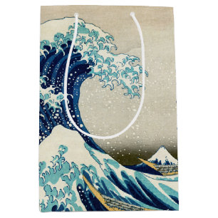 Sacola Para Presentes Média Katsushika Hokusai - A onda do Excelente de Kanaga