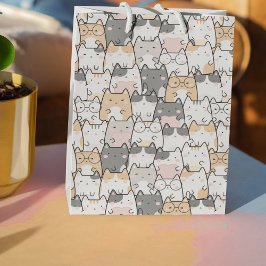 Sacola Para Presentes Média Kawaii Cute Cats Patterno