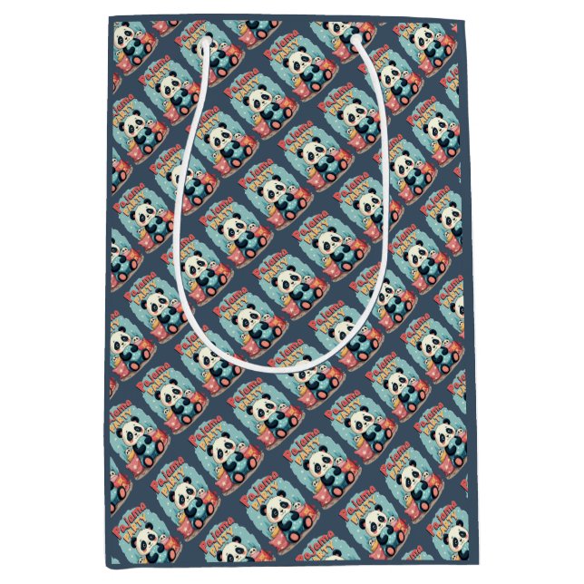 Sacola Para Presentes Média Kawaii Panda Pajama Partido Cozy Sleepover Aestéti (Frente)