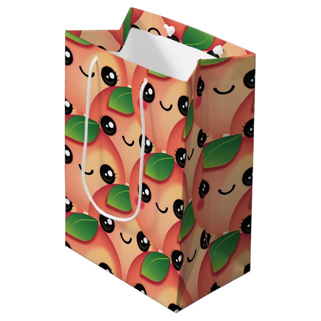 Sacola Para Presentes Média Kawaii Peach Medium Gift Bag (Frente inclinada)