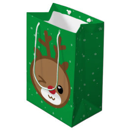 Sacola Para Presentes Média Kawaii Reindeer Natal Bag