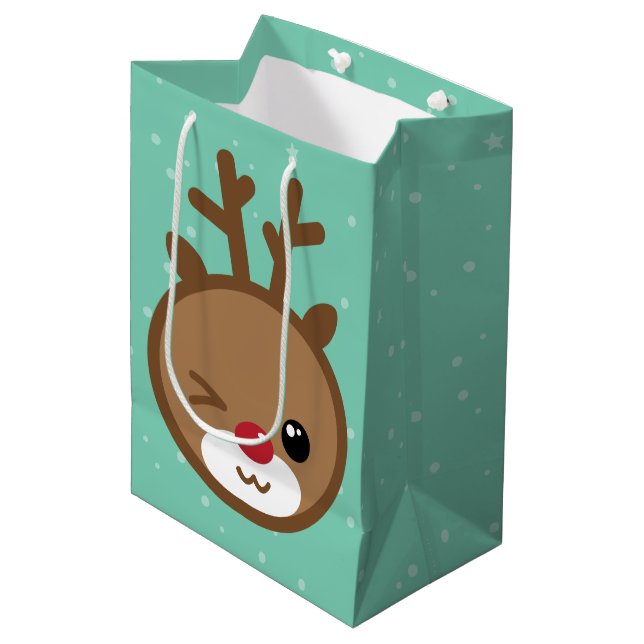 Sacola Para Presentes Média Kawaii Reindeer Natal Bag (Frente inclinada)
