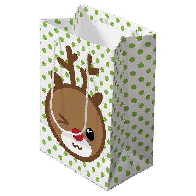 Sacola Para Presentes Média Kawaii Reindeer Natal Bag (Frente inclinada)