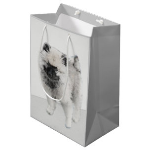 Sacola Para Presentes Média Keeshond Puppy Drapy - Arte Cachorro Original Boni
