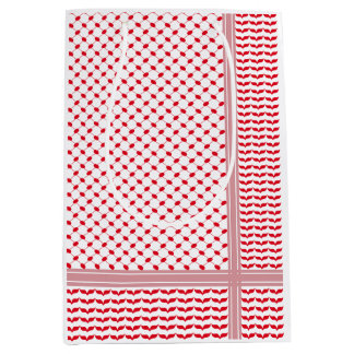 Sacola Para Presentes Média Keffiyeh vermelho e branco palestino