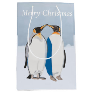 Sacola Para Presentes Média King Penguin Pair Beijing Natal