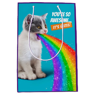 Sacola Para Presentes Média Kitten Cria Arco-Íris