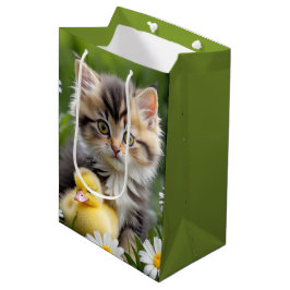 Sacola Para Presentes Média Kitten e Duckings In Daisies