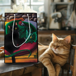 Sacola Para Presentes Média Kleo, o Gato Negro e o Dragão