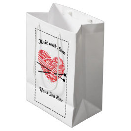 Sacola Para Presentes Média "Knit with Love" Iarn Heart