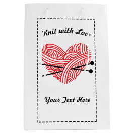 Sacola Para Presentes Média "Knit with Love" Iarn Heart