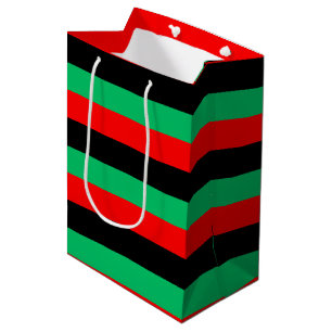 Sacola Para Presentes Média Kwanzaa Red Black Green Stripes