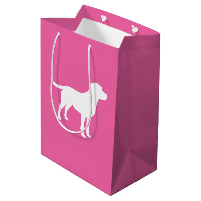 Sacola Para Presentes Média Labrador Tema Cão - Chá de fraldas Rosa (Verso inclinado)