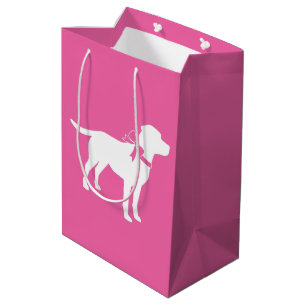 Sacola Para Presentes Média Labrador Tema Cão - Chá de fraldas Rosa