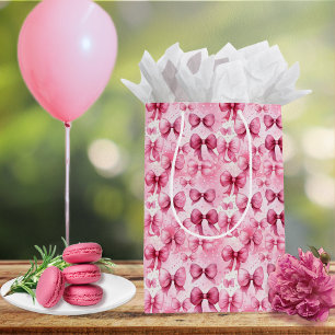Sacola Para Presentes Média Laços e Fitas Rosa Elegantes e Caprichosos Coquett