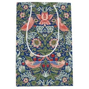 Sacola Para Presentes Média Ladrão de Morango William Morris Azul Marinho Cora
