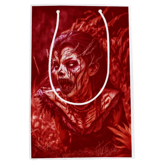 Sacola Para Presentes Média Lady Ghoul Snarling Amidst Plants (Frente)