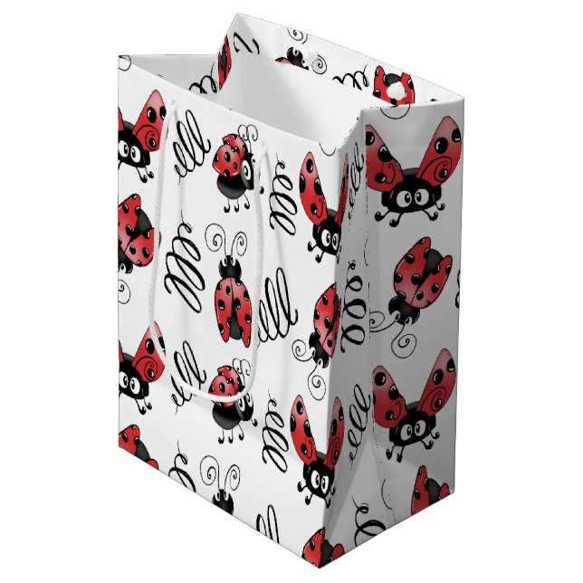 Sacola Para Presentes Média Ladybug Whimsical E Sujeiras (Frente inclinada)