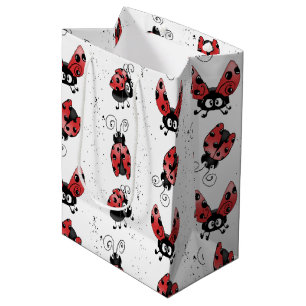 Sacola Para Presentes Média Ladybug Whimsísico Com Splatters De Tinta