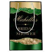 Lágrimas Glam Glamour Verde e Dourado Chuveiro de 