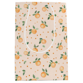 Sacola Para Presentes Média Laranja Cítrica de Verão Fofa Padrão de Frutas