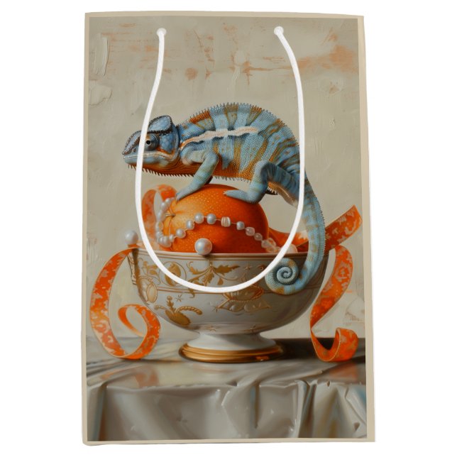 Sacola Para Presentes Média Laranja - Folha de Papel (Frente)