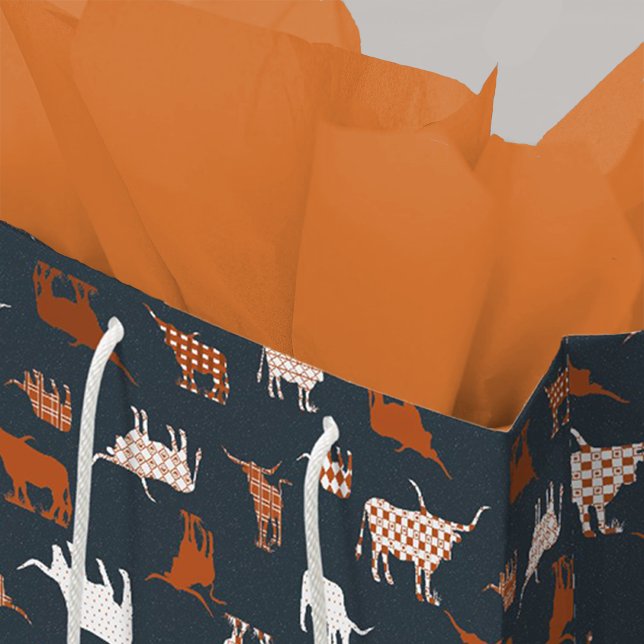Sacola Para Presentes Média Laranja Queimada e Cinzas Escuras Patternas Longho (Criador carregado)