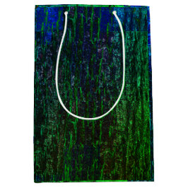 Sacola Para Presentes Média latido verde azul da árvore de inclinação