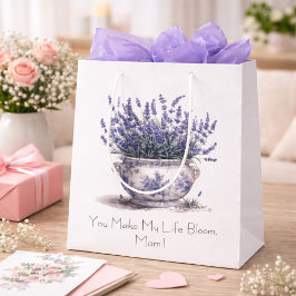 Sacola Para Presentes Média Lavender in Delft Blue, customizable 