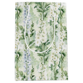 Sacola Para Presentes Média Lavender White Delphinium Flowers Bridal Shower