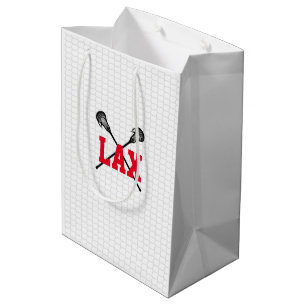 Sacola Para Presentes Média LAX Lacrosse Vira Equipe Esportiva Cores Vermelhas