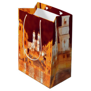 Sacola Para Presentes Média ldp PIAZZA DI SPAGNA à noite Roma