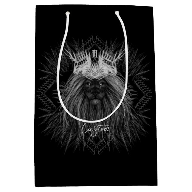 Sacola Para Presentes Média Leão com Monograma Coroa (Frente)