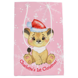 Sacola Para Presentes Média Leão Personalizado 1rua Bebê Rosa De Natal