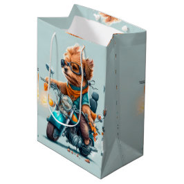 Sacola Para Presentes Média Legal cão dirigindo um saco de presentes de moto