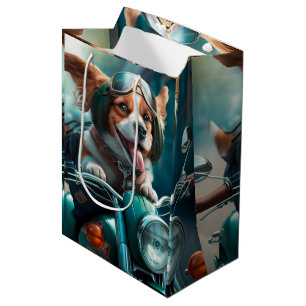 Sacola Para Presentes Média Legal cão dirigindo um saco de presentes de moto