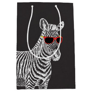 Sacola Para Presentes Média Legal desenho branco de zebra engraçado e engraçad