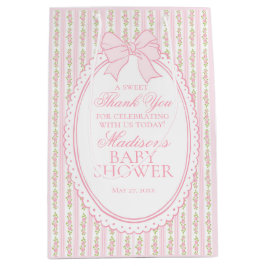 Sacola Para Presentes Média Lembrancinhas de Chá de Bebê Floral Vintage Rosa C