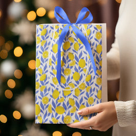 Sacola Para Presentes Média Lemons Blue Mediterranean